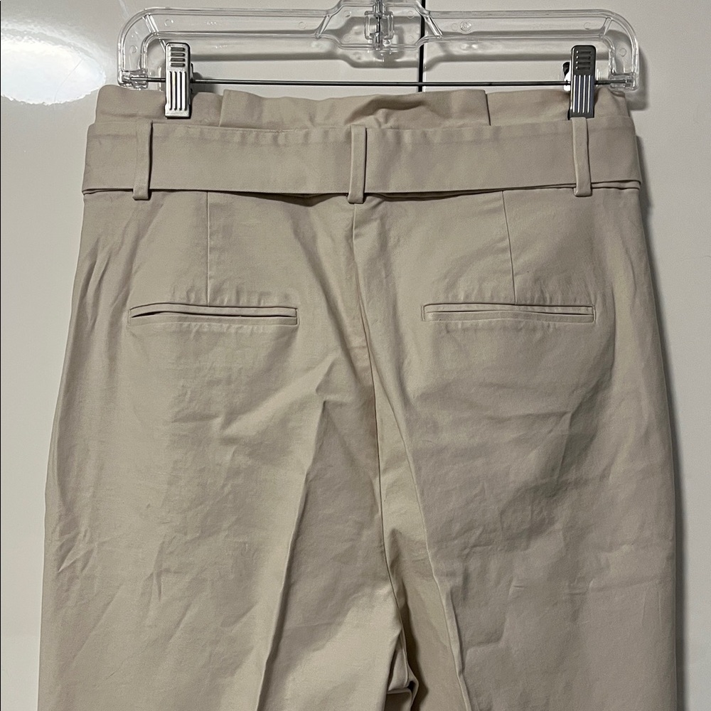 Ann Taylor NWOT Beige Straight Leg Pants with Tie Belt High Waist, Size 6 - Picture 7 of 9